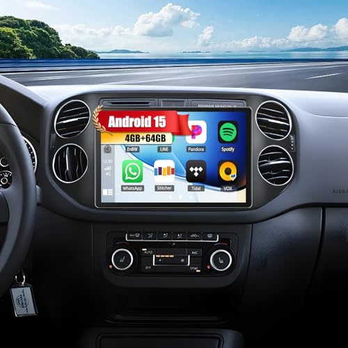 Android 15, 4G+64G GOHHDL Autoradio für VW Tiguan 2014 2015 2016 mit Wireless Carplay Android Auto, 9 Zoll Touch INCELL Screen Radio 2Din mit GPS WLAN Bluetooth FM/RDS EQ SWC AHD Rückfahrkamera&Mic