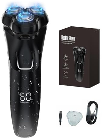 ViKKent Rasierer Herren Elektrisch mit 4D-Schwebekopf 2026 New, IPX7 Wasserdichter Elektrorasierer, Kabellos LED Elektrischer Nass- und Trockenrasierer 90 Min Laufzeit, mit Pop-Up Trimmer, Reisesperre
