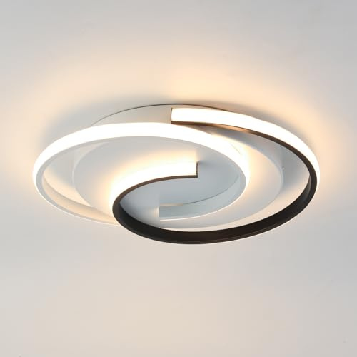 Amansour Spiralförmige LED Deckenleuchte 33W, Ø40cm Modern Schwarz‑Weiß | 3‑farbig CCT schaltbar, geeignet für Wohnzimmer, Schlafzimmer, Flur, Küche, Eingangsbereich