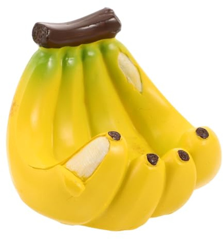 TEHAUX Mangeoire à Oiseaux de Banane Jaune en Résine Résistante aux Intempéries pour Perroquets et Oiseaux Sauvages, Suspendue en Extérieur Arbre, Taille 12x10x9,5cm