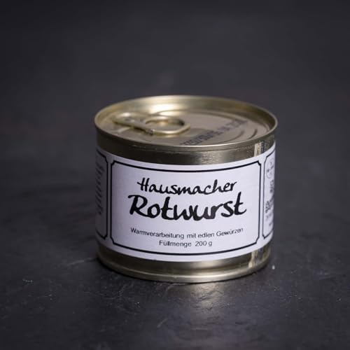 Hausmacher Rotwurst | 200g Dose | Traditionelle Delikatesse mit herzhaftem Geschmack | Perfekt für Brotzeiten und Snacks