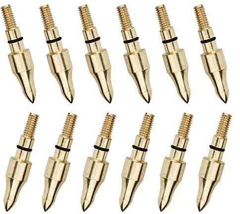 Huntingdoor 12/24 Stück Bogenschießen Pfeilspitzen 5/16'' Projektilspitzen Edelstahl Ziel Pfeil Tipps Jagdspitzen 100 Grains Broadheads für Pfeil und Bogen (24Pcs)