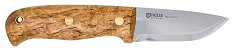 Helle 164308 Outdoormesser WABAKIMI, rostfreier Dreilagenstahl, Maserbirke-Griff, Fangriemenöse, braune Köcher-Lederscheide, Mehrfarbig, normal