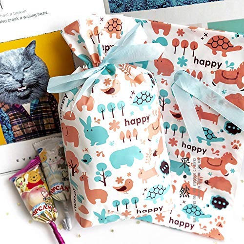 50 Stück Süßigkeiten Kordelzugbeutel Tasche Gebäck Plastiktüten Bonbons Tüten Plätzchen Flachbeutel Süßigkeiten Bodenbeutel für Hochzeit Geburtstag Babyparty Kinderparty