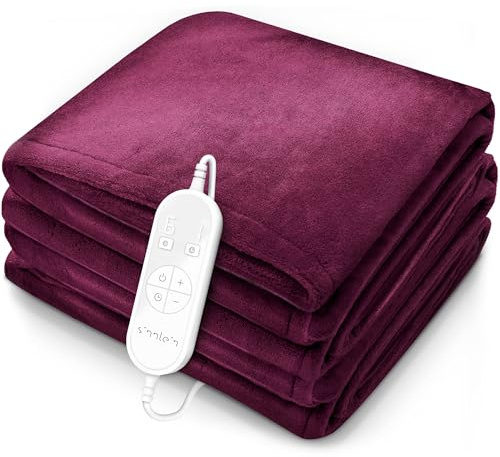 sinnlein® Heizdecke aus Plüsch 160 x 120 cm | elektrische Wärmedecke mit Abschaltautomatik | Kuscheldecke | Timerfunktion | 9 Temperaturstufen | waschbar bis 40°C | Digitalanzeige