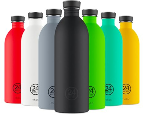24Bottles Urban Bottle - Borraccia 1000 ml, Borraccia Acciaio Inox, Bottiglia con Tappo 100% Ermetico Ultraleggera, Borraccia Palestra senza BPA, Borracce Design Italiano [NON Termica], Tuxedo Black