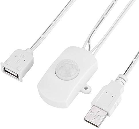 LED-Infrarot-Bewegungssensor, 4A DC 5-24V Automatikschalter 120 Grad PIR-Infrarot-Bewegungsmelder mit LED/USB-Schnittstelle(Weiß)