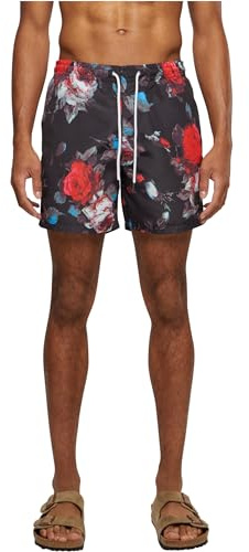 Urban Classics Badbyxor med mönster för män, Svart ros Aop, 3XL