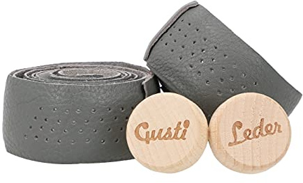 Gusti Leder Lenkerband Fausto C. – 80 cm Griffband selbstklebend (2er Set) – Gravelbike- & Rennrad Lenkerband Leder inkl. Korkstopfen für sicheren Halt