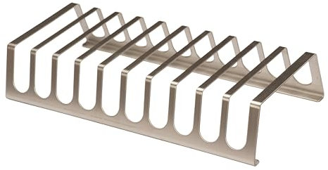 BBQNovation XXL Spareribs Halter für 10 Rippchen – Edelstahl Rippchenhalter Grill – Rib Rack für Grillen – 42 cm Lang, Perfekt für Gasgrill, Holzkohlegrill, Smoker und Kugelgrill