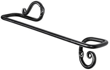 Bosky Handtuchstange für Badezimmer, Handtuchhalter, Wandmontage, Schmiedeeisen, dekoratives Vintage-Regal, rostfrei, Küche, passend für 25.4 cm Handtücher (glänzend schwarz)