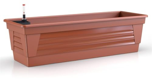 Plastard Blumenkasten 80 cm Terrakotta - Balkonkasten & Bewässerungssystem | BPA-Frei - Witterungs- UV- & frostbeständig Pflanzkübel für Balkon, Garten & Terrasse Pflanzkasten mit Wasserstandsanzeiger