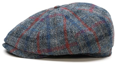 Sterkowski Shelby | 100% Harris Tweed Schiebermütze für Herren und Damen | Warm Elegant 8-Panel Zeitungsjunge Kappe