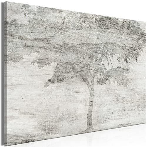 decomonkey Bilder Baum Abstrakt 120x80 cm 1 Teilig Leinwandbilder Bild auf Leinwand Vlies Wandbild Kunstdruck Wanddeko Wand Wohnzimmer Wanddekoration Deko Modern Wald Natur Pflanzen grau