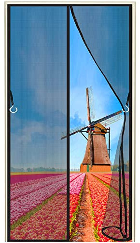 Fliegengitter Tür Automatisch Verschließen, 70x230cm Magnet Fliegengitter mit Heavy Duty Mesh und Klettverschluss für Balkontür Wohnzimmer Terrassentür, Anthrazit, 663 Größe