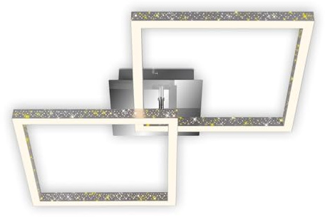 BRILONER Leuchten - LED Deckenleuchte mit Glitzereffekt, Deckenlampe Dimmbar, Schwenkbar Warmweißes Licht, LED Frame, Alu-Chrom, 3751-019