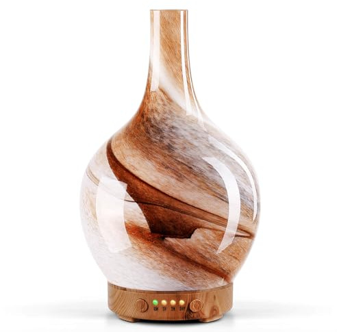 Porseme Aroma Diffuser Luftbefeuchter,150ml Handgeblasen Ultraschall | Leise Diffusor 7 farbwechselnde LEDs,Diffuser für Ätherische Öle Raumbefeuchter BPA Frei für Wohnung mit Timer(Desert)