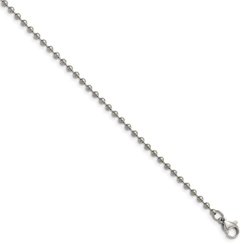 Chisel Titan poliert 2,00 mm Kugelkette Schmuck für Damen - Längenoptionen: 46 51 56 61, Titan, Facettierte Steine