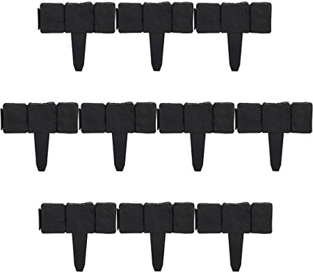 Relaxdays 40 x Beetzaun Steinoptik, Beetumrandung, HxB: 10x25 cm, Rasenkante zum Stecken, Kunststoff, Beeteinfassung, schwarz