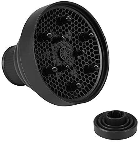Diffusore Capelli Ricci,Diffusore Universale Capelli,Pieghevole diffusore Hood,Portatile Pieghevole Diffusore in Silicone,Diffusore Phon Universale Capelli,per Asciugacapelli(Nero)