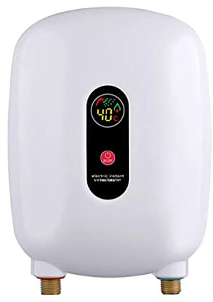 Mini Chauffe-Eau électrique, Chauffe-Eau instantané 3000 W, avec écran LCD, Protection Contre Les fuites, arrêt Automatique du système d'eau Chaude pour Salle de Bain, Douche, évier de Cuisine, blan