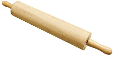 Thunder Group WDRNP015 Rolling Pin, 15, 3-1/4 Dia. Barrel, Contoured Handles, Ball Bearing Roller, Solid Wood