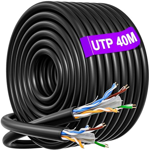 Ethernet Cable 40m, Cat 6 External Bulk Internet Cable 40m UTP 23AWG Lan Cable Extra Long High Speed Network Cable 250MHz 1000Mbps, Round Broadband Gigabit Patch Cord for Router Modem Switch Laptop