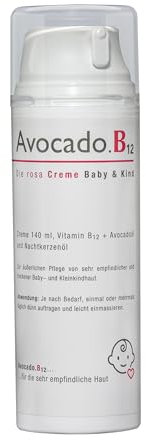 Avocado.B12 die rosa Baby & Kindercreme mit Vitamin B12 bei Neurodermitis und trockener Haut, 140 ml