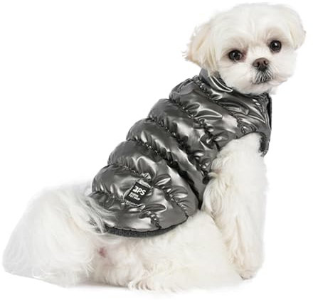 Hundemantel für kleine Hunde,Daunenjacke Weste,hundewintermantel,Hundejacke Geeignet für kleine Hunde und Katzen Silbergrau M