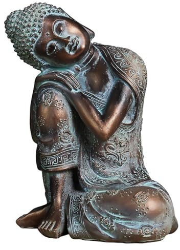 Buddha Statue Gartenstatue Innenruhe Buddha -Ornamente für das Haus 9,5 '' Tall Buddha Figur Harz Schlaf Buddha Statuen Feng Shui Meditation Dekor