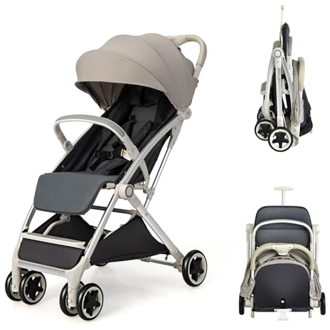 LIFEZEAL Kinderwagen Klappbar, Babywagen Klappbar mit Sonnenschutz, Reisebuggy mit Rückenlehne & Verdeck, Kombikinderwagen für Baby 0-3 Jahren