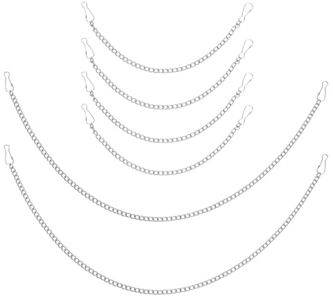 OUNONA 6 Pcs Silver Picture Hanging Chains with Clasps, 25cm & 50cm Iron Chains for Stained Glass Panels, Suncatchers, Signs, Posters, Banners, Planters and Home Displays