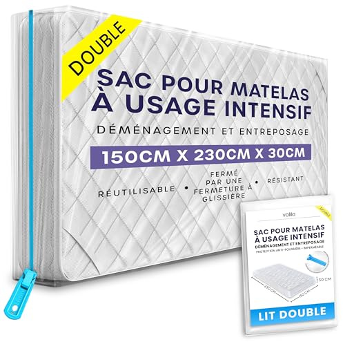volila Double Mattress Storage Bag with Zipper - 1 Pack Waterproof Mattress Cover for Moving - Mattress Bag to Protect Beds from Stains, Dust, and Pest Damage - Plastic Mattress Cover
