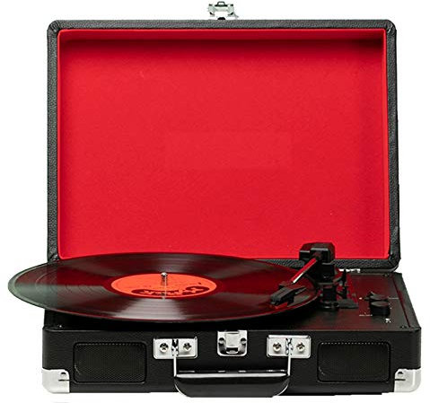 CNBYDK Lettore di vinili Vintage, Giradischi per Dischi in Vinile a 3 velocità con Trasmissione a Cinghia, fonografo Portatile con Altoparlanti Stereo, Giradischi in Vinile Blue