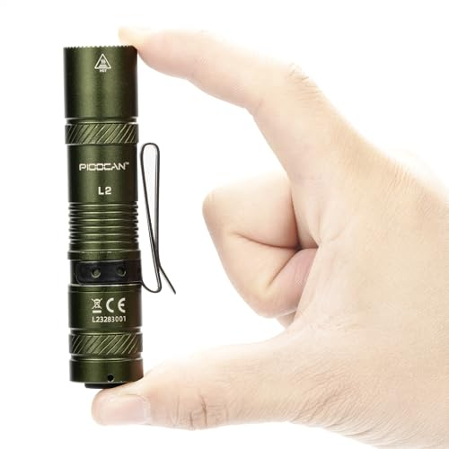 PIOOCAN Linterna pequeñade 1200 lúmenes para EDC, linterna LED recargable con 4 modos, mini linterna muy brillante, linterna para camping, pesca, senderismo, reparaciones y emergencias (verde)