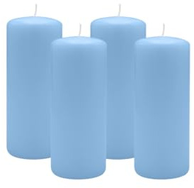 4er Set Adventskranzkerzen Blue Bell Hellblau Ø 60 x 120 mm