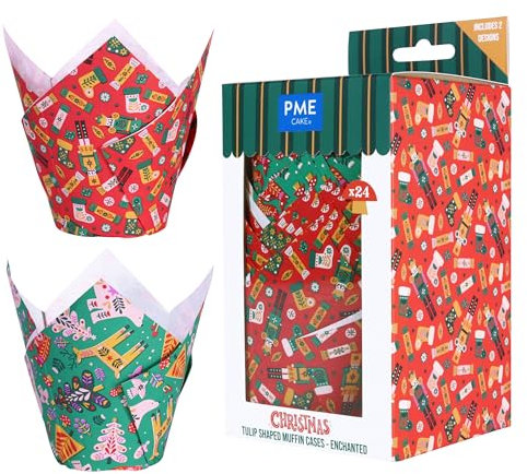 PME Noël Caissettes à Muffins en forme de Tulipe - Enchanté (24 pièces)