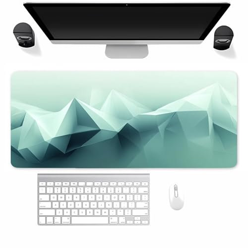 Mauspad Gaming, Mousepad Groß Grün Geometrisch, Mouse Pad XXL 900x400x3mm, mit Einer speziellen Oberfläche und Anti Rutsch Gummi Basis, verbessert Präzision und Geschwindigkeit für Zuhause, Büro