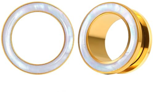 Vankula Ohr Tunnel 1 Paar Double Flared Flesh Plugs Muschelschale Edelstahl für männer damen Ohrpiercing Gestreckte Schmuck 6mm bis 16mm