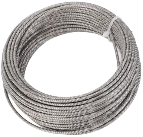 66ft 3mm 304 Edelstahl-Drahtseil-Kabelsatz UV-beständig für Gartenwäscheleinen und Pflanzenstützen
