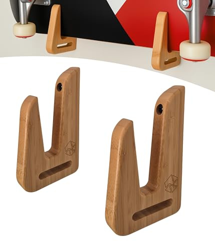Enhanc3d Designs Supporti Skate a Parete in Legno di Bambù - Design Moderno e Robusto – Appendiabiti Skate a Parete – Supporto Longboard a Parete – Progettato in Europa.