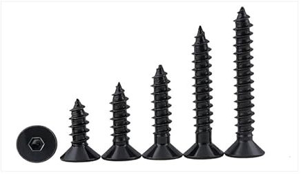 MIKFESPO 10pcs M3 M4 M5 M6 Lenght 6-40mm Black 8.8 Flat Head Hex Socket Tapping Screw Nail Hexagon Socket Countersunk Head Cap Self Tapping Screw(40mm,M5)
