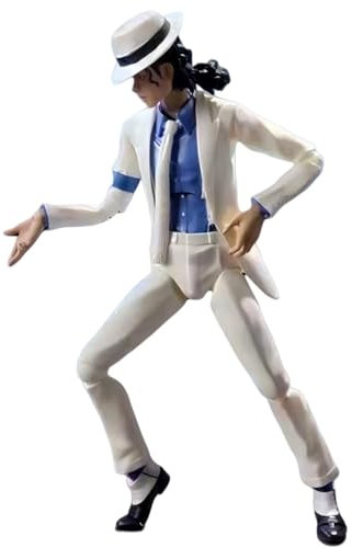 Keyhvao Figura d'azione Michael Moonwalk Modellino statuario del Signore della Danza Jackson Figures Regalo per fan e amici (bianco)