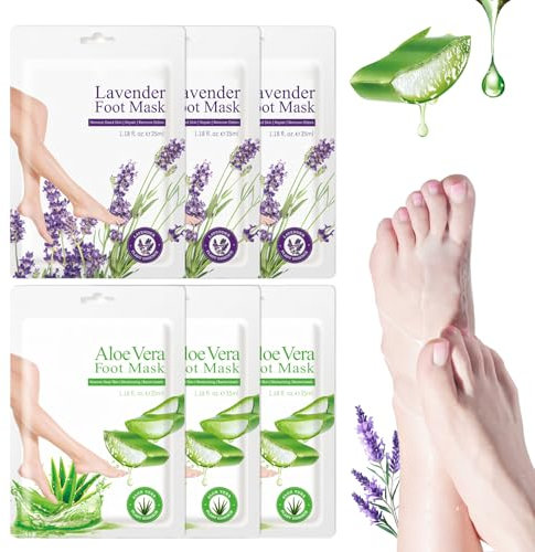 WEILAOK Maschera Piedi, Maschera Piedi Esfoliante, Maschera Piedi Secchi Screpolati, Skincare Coreana, Maschera Piedi Idratante, Peeling Piedi Rendono la Pelle Più Liscia, 6 Pezzi