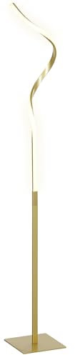 HOMCOM Stehlampe Dimmbar LED Stehleuchte mit Fußschalter, 3 Einstellbare Helligkeit, Wohnzimmer Standleuchte im Spiraldesign Modern 146 cm Stehleuchte für Schlafzimmer, Gold