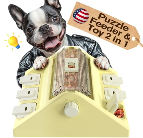 KADTC 2-in-1-Puzzlespielzeug zum Rollen (pfotenaktiviert, 0,4 kg Kapazität), Verstellbarer Anti-Schling-Futterspender für kleine und mittelgroße Hunde, mentale Stimulation, gesundes Fressverhalten