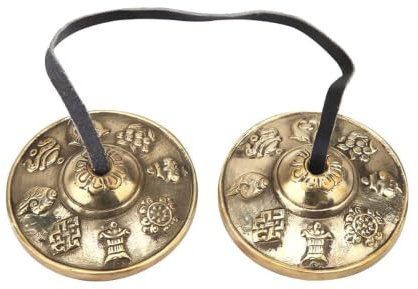 Armastuse Tibetische Tingsha Glocke,Handgefertigte Tibetische Tingsha Glocke aus Bronze mit Lederband für Meditation und Yoga, Glückssymbolen zur Raumreinigung und Klangheilung