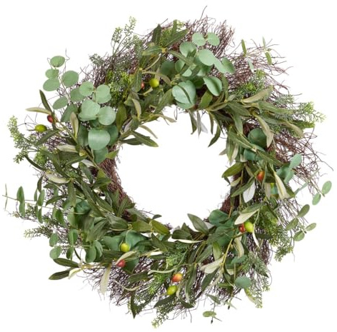 XL Summer Wreath Natural Grapevine Evergreen Garland Ornament (Hedgerow)