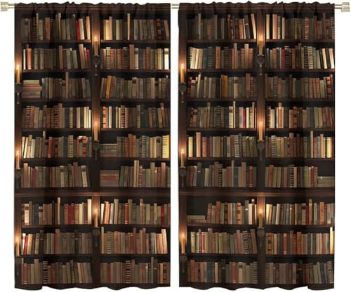Stampa 3D Tende Oscuranti Libreria Retrò Per Biblioteca Termiche Oscurante Con Occhielli Oscuramento Riduzione Rumore ggi Bambini Camera Da Letto/Tessuti Insonorizzanti -8999486889200700