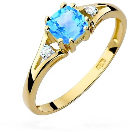 Anello in Oro con Zircone Blu Mare + Gioiello con scatola Personalizzata. Idea Regalo per Donna, Ragazza, San Valentino per Fidanzamento, Anniversario Occasioni Speciali + Confezione regalo (14)